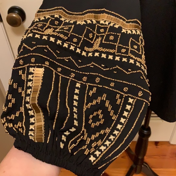 3. Chico’s Black Blouse with Gold Beading on Sleeves - Picture 6 of 11